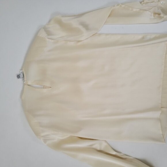 80s Christian Dior 100Silk Pleated Blouse Puff Lantern Sleeve Soft Silky - Picture 9 of 16